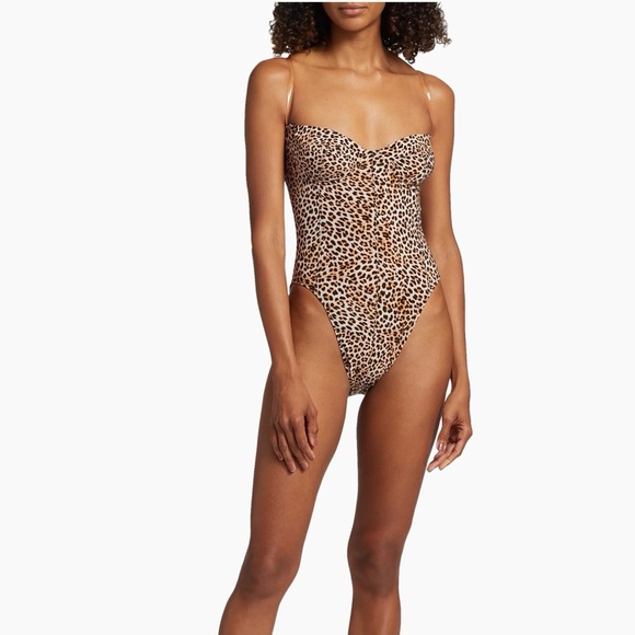 Norma Kamali Leopard Strapless One Piece Swimsuit - Picture 3 of 8